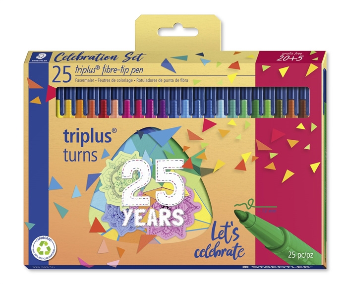 Staedtler Фибърна писалка Triplus Color 1,0 25 цвята асортимент (20+5)
