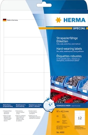 HERMA филм за етикети екстра здрав 97 x 42,3 мат mm, 300 бр.