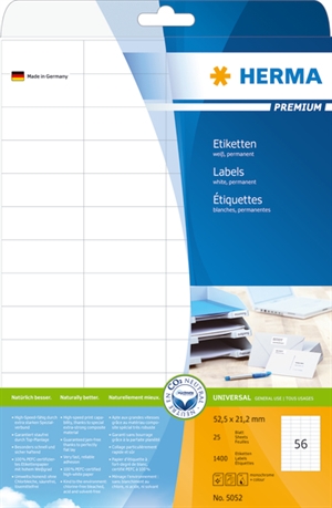 HERMA етикети Premium 52,5 x 21,2 мм, 1400 бр.