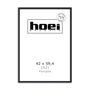 Træramme i sort til foto og plakater i størrelse 42 x 59,4 PLEXI cm (A2)