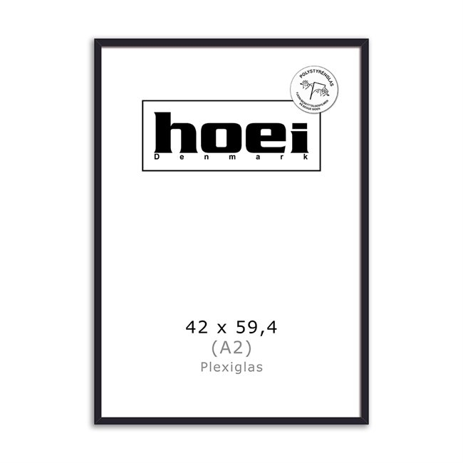 Træramme i sort til foto og plakater i størrelse 42 x 59,4 PLEXI cm (A2)