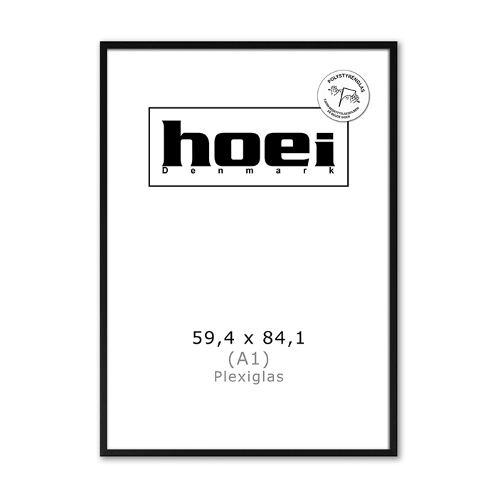 Sort дървена рамка за снимки и плакати 59,4 x 84,1 - A1 PLEXI см