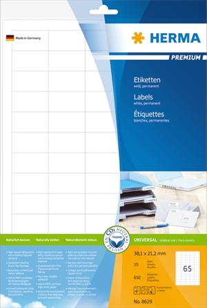 HERMA етикети Premium 38,1 x 21,2 mm, 650 бр.