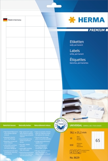 HERMA етикети Premium 38,1 x 21,2 mm, 650 бр.
