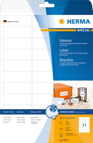 HERMA етикети Специален Inkjet 63,5 x 25,4 мм, 825 бр.