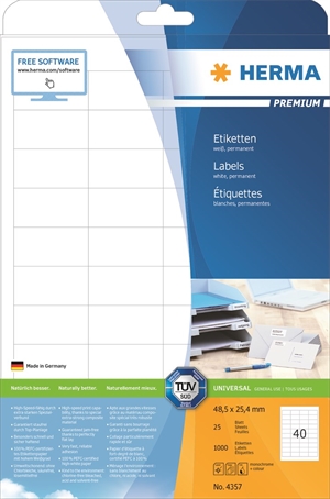 HERMA етикет Premium 48,5 x 25,4 мм, 1000 бр.