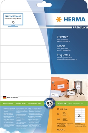 HERMA етикет Premium 70 x 42 мм, 525 бр.