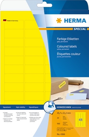 HERMA етикети Special 45,7 x 21,2 жълт mm, 960 бр.
