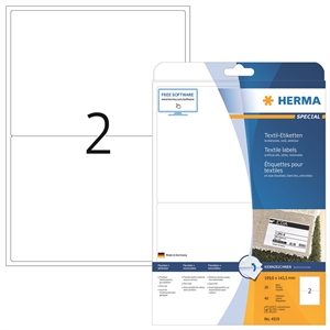 HERMA имена/текстилни етикети сваляеми 199,6 x 143,5 мм бели, 40 бр.