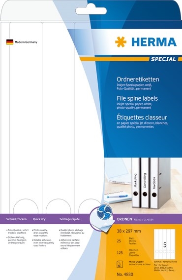 HERMA етикети Специален пръстен за Inkjet 38 x 297 мм, 125 бр.