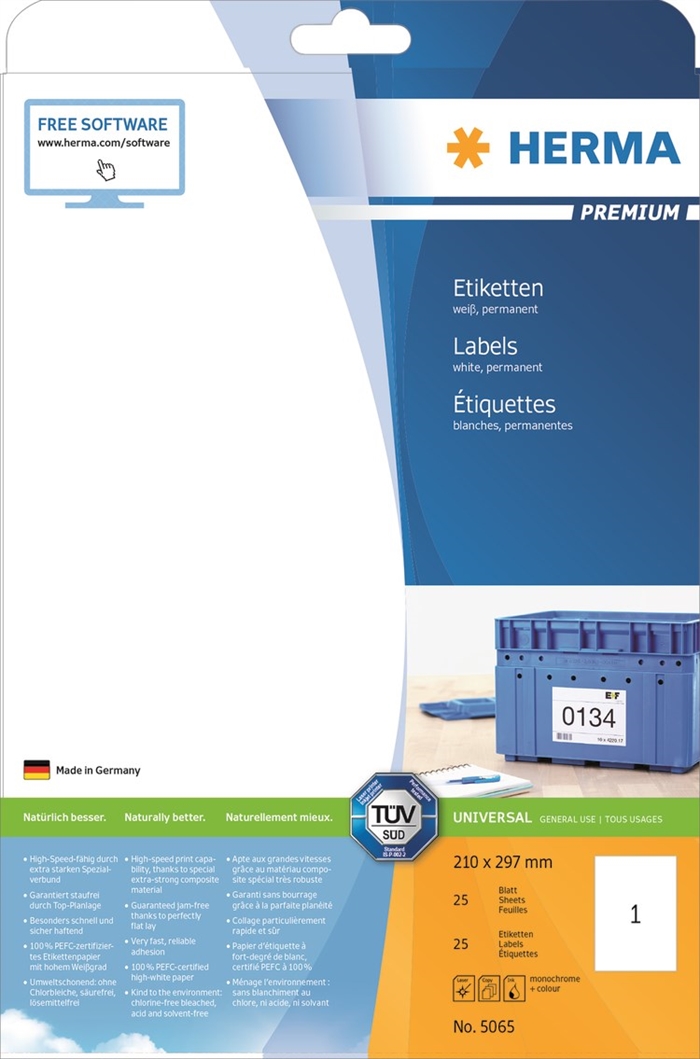 HERMA етикет Premium 210 x 297 мм, 25 бр.