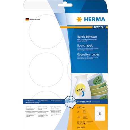 HERMA етикет сваляем ø85 mm, 600 бр.