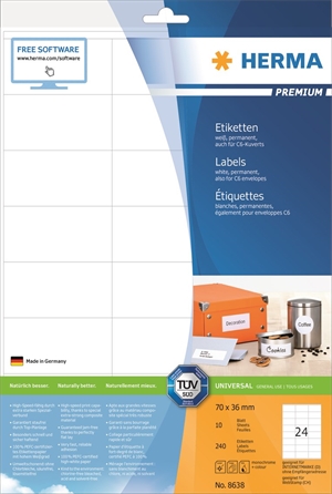 HERMA етикети Premium 70 x 36 мм, 240 бр.