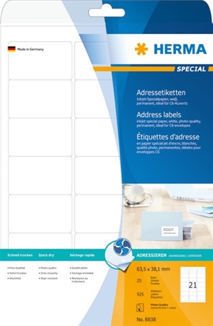 HERMA етикет Special Inkjet 63,5 x 38,1 мм, 525 бр.