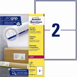 Avery L7168-100 Етикети за изпращане 199,6 x 143,5 мм QP+UG мм, 2 бр.