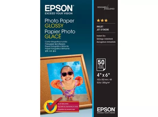 Гланцирана фотохартия Epson, 200 g/m² - 10x15cm - 50 Чаршафи